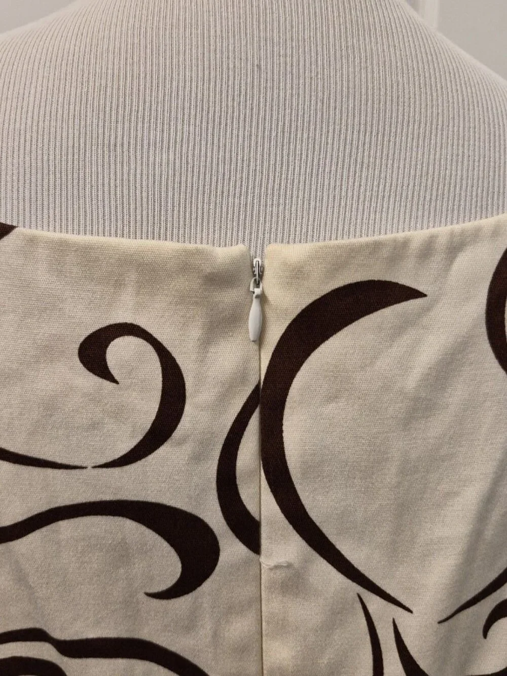 R &K Originals Dress Plus Size 24 Sleeveless Ribbon Belt Cream Brown Geometric